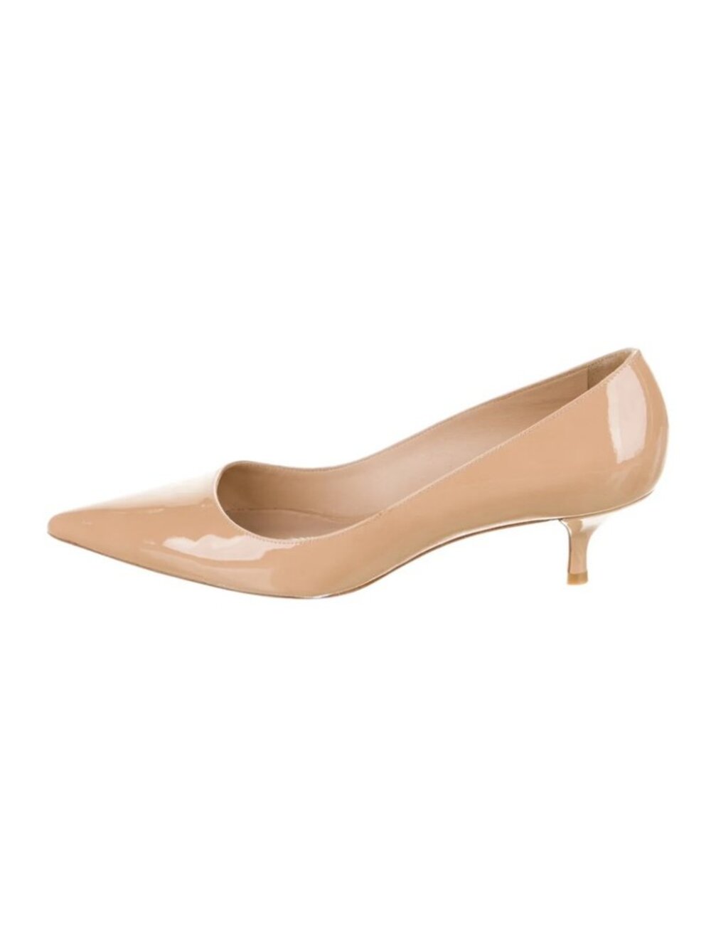 Stuart Weitzman  Stuart Power 50 Kitten Heel Pumps 39 / 8.5 Nude Patent $545